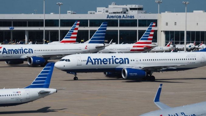 JetBlue and American Airlines planes parked at terminal