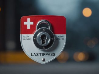 LastPass logo with broken lock and warning sign