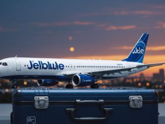 JetBlue plane with baggage icons and new perks