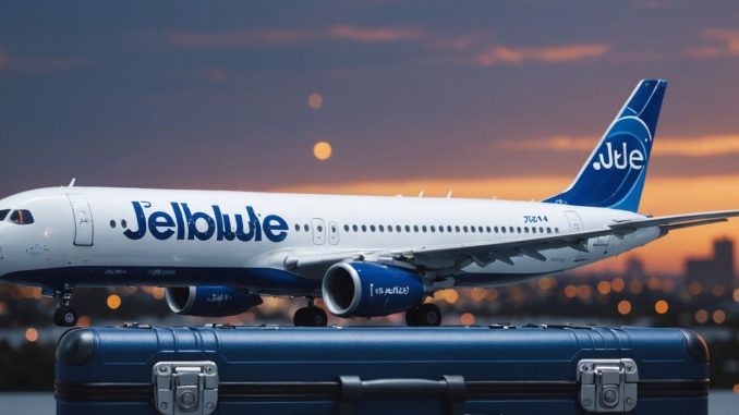 JetBlue plane with baggage icons and new perks