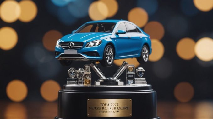 Award trophy with car icons for top insurance companies