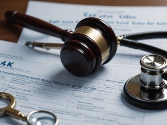 Gavel and stethoscope on medical bills, legal action