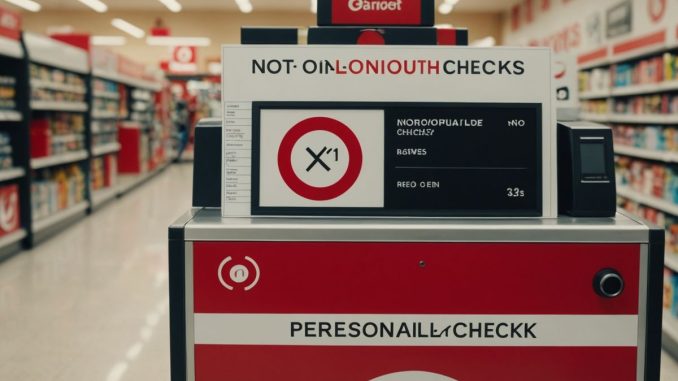 Target checkout sign: No Personal Checks accepted