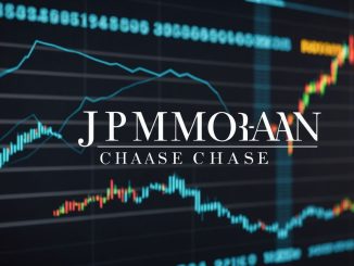 JP Morgan Chase logo and rising stock graph