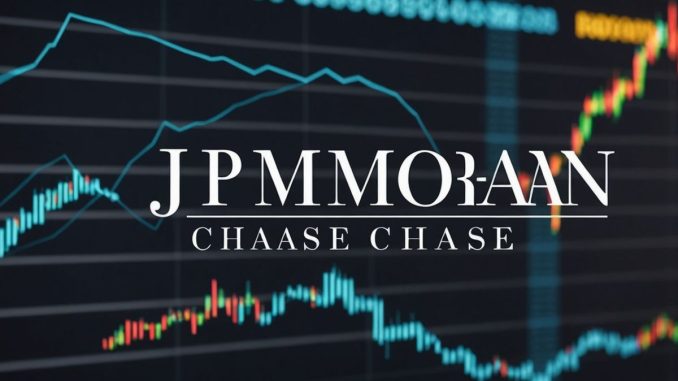 JP Morgan Chase logo and rising stock graph