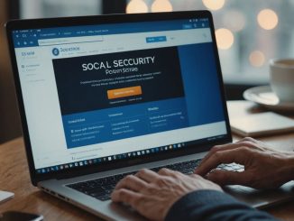 User logging into Social Security website on laptop