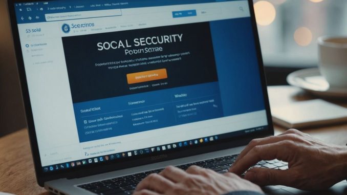 User logging into Social Security website on laptop