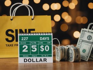 Ohio tax-free days calendar with shopping bags