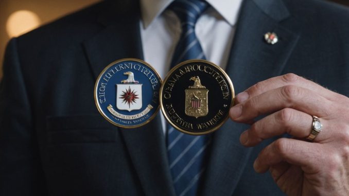 Man in suit with fake CIA badge warning of scam