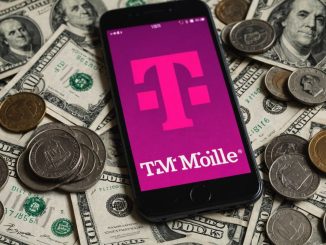 Smartphone with T-Mobile logo and money