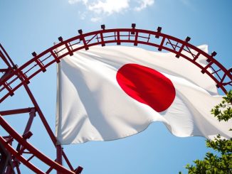 Rollercoaster with Japanese flag background