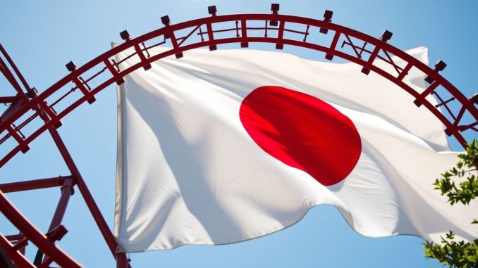 Rollercoaster with Japanese flag background