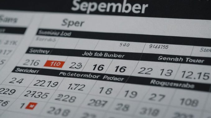 Graph with declining jobs and September calendar