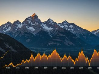 Stock market graph with upward trend