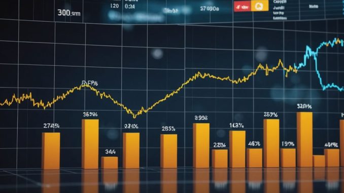 Stock market graph with Fed and Big Tech logos