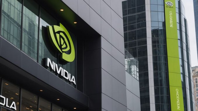 Nvidia logo with stock market graphs