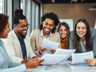 Professionals discussing financial documents